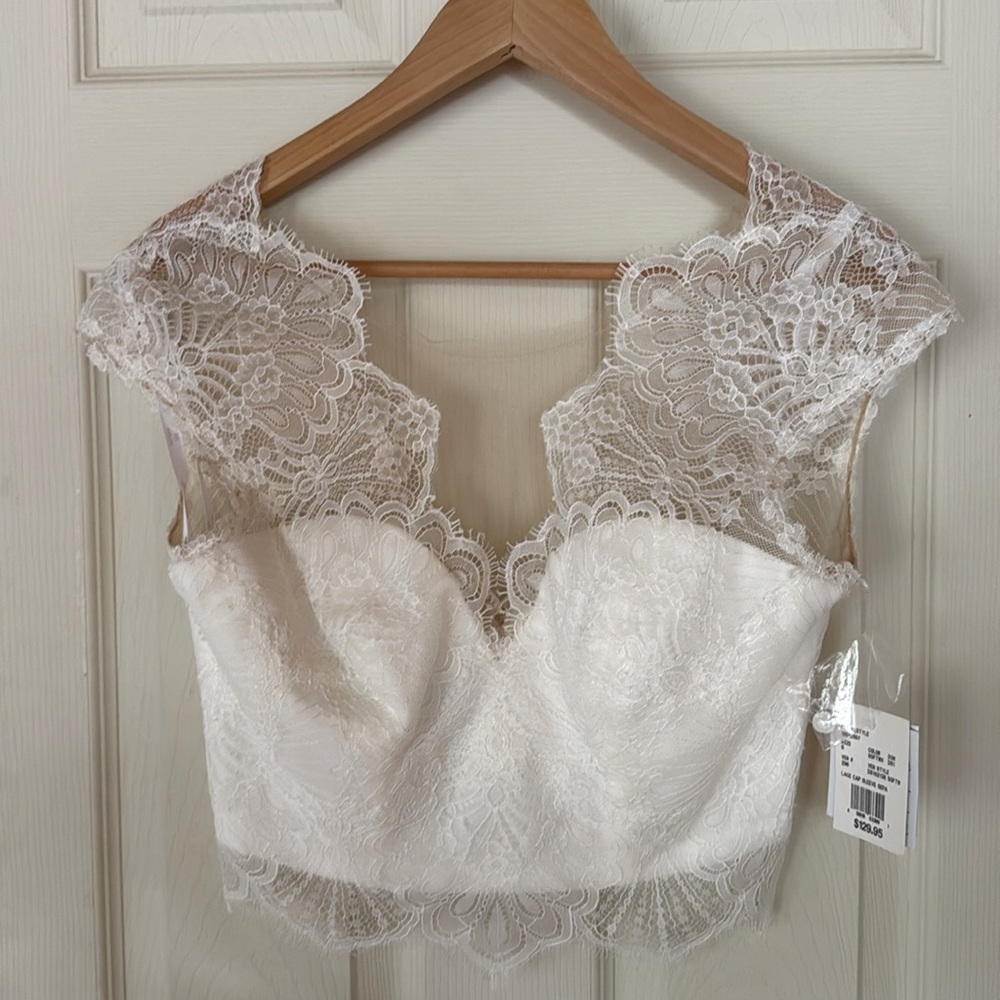 David's Bridal White Lace Top